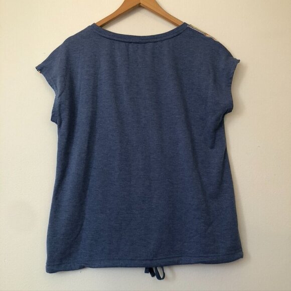 JANE AND DELANCEY Solid Blue Rainbow Shoulder Stripe Gay Pride Month Pride Top M - Picture 9 of 10